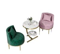 Modern Velvet Living Room Table and Chair Set, Luxury 3/4 Piece Conversation, PU Leather Single Sofa Chairs with Marble(F)