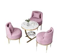 Modern Velvet Living Room Table and Chair Set, Luxury 3/4 Piece Conversation, PU Leather Single Sofa Chairs with Marble(H)