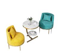 Modern Velvet Living Room Table and Chair Set, Luxury 3/4 Piece Conversation, PU Leather Single Sofa Chairs with Marble(G)