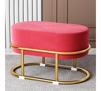 Modern Velvet Ottoman Vanity Stool with Gold Metal Legs Upholstered Foot Rest and Makeup Chair for Living Room and Home Decor.(D-Small)