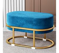 Modern Velvet Ottoman Vanity Stool with Gold Metal Legs Upholstered Foot Rest and Makeup Chair for Living Room and Home Decor.(B-Small)