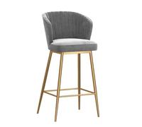 Modern Velvet Upholstered Counter Height Stool with Back, Comfortable Island Chairs, for Kitchen Counter/Dining Room 75cm/29.5in(Gold-Gray)