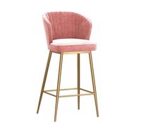 Modern Velvet Upholstered Counter Height Stool with Back, Comfortable Island Chairs, for Kitchen Counter/Dining Room 75cm/29.5in(Gold-Pink)