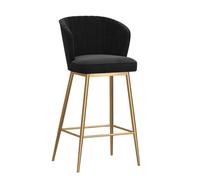 Modern Velvet Upholstered Counter Height Stool with Back, Comfortable Island Chairs, for Kitchen Counter/Dining Room 75cm/29.5in(Gold-Black)