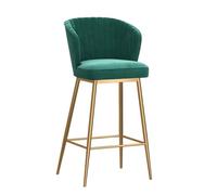 Modern Velvet Upholstered Counter Height Stool with Back, Comfortable Island Chairs, for Kitchen Counter/Dining Room 75cm/29.5in(Gold-Green)