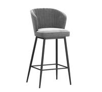 Modern Velvet Upholstered Counter Height Stool with Back, Comfortable Island Chairs, for Kitchen Counter/Dining Room 75cm/29.5in(Black-Gray)