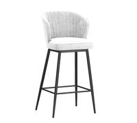 Modern Velvet Upholstered Counter Height Stool with Back, Comfortable Island Chairs, for Kitchen Counter/Dining Room 75cm/29.5in(Black-White)