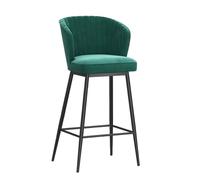 Modern Velvet Upholstered Counter Height Stool with Back, Comfortable Island Chairs, for Kitchen Counter/Dining Room 75cm/29.5in(Black-Green)