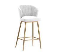 Modern Velvet Upholstered Counter Height Stool with Back, Comfortable Island Chairs, for Kitchen Counter/Dining Room 75cm/29.5in(Gold-White)