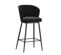 Modern Velvet Upholstered Counter Height Stool with Back, Comfortable Island Chairs, for Kitchen Counter/Dining Room 75cm/29.5in(Black-Black)