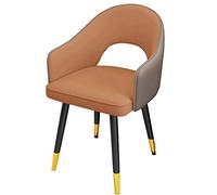 Modern Waterproof Leather Accent Chairs with High Padded Back Carbon Steel Legs for Kitchen & Dining Stylish Kaki & Dark Gray Design