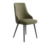 Modern Waterproof PU Leather Dining Chair with Metal Legs for Kitchen & Living Room Dark Green Color Stylish Counter Seating Comfortable Home Furniture
