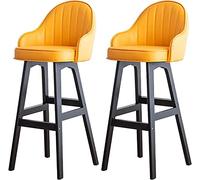 Modern Wood Bar Stools Lot de 2 compteurs de hauteur avec dossier et pieds en bois pour cuisine Island Restaurant Pub Bars Orange 78 cm