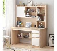 Modern Wood Office Desk with Storage Shelf and Bookshelf for Home Office Workstation. Writing Desk with Hutch Ideal for Study and Computer Work. Laptop Desk with Shelves for PC nization.
