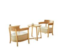 Modern Wooden Armchair & Coffee Table Set, Ergonomic Upholstered Water-Resistant Cushions for Living Room Reading(5)