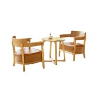 Modern Wooden Armchair & Coffee Table Set, Ergonomic Upholstered Water-Resistant Cushions for Living Room Reading(6)