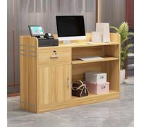 Modern Wooden Reception Desk with Counter - Small Checkout Table for Salons, Retail, Lobbies - Stylish Reception Table with Storage, Welcome Counter
