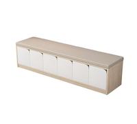 Modern Wooden Shoe Storage Bench with Curved Hidden Cabinets & Soft PU Cushioned Seat, Multicabinet Entryway for Hallway Bedroom Organizer(1.5m)