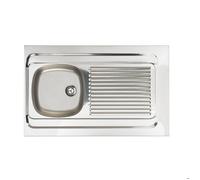 Évier à poser inox 18/10 lisse 1 cuve 1 égouttoir - 800x600mm