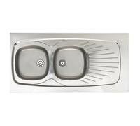 MODERNA Evier Inox à poser 2 bacs et 1 égoutoir 120x60mm - Cuisine