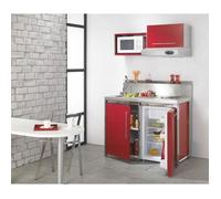 MODERNA Kitchenette complète METALLINE 120x60 Rouge Carmin