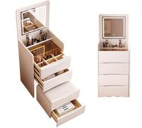 ModernDressing Set avec miroir rabattable et lumières LED Stat de maquillage peu encombrant avec FoldUpol Parfait pour les petites chambres