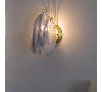 Moderne 1 Lumière Applique Murale Avec Gris Plume Ombre Lampe Murale Nordique Élégant Créativité Métal Éclairage Mural Fxture Pour Chevet Chambre Couloir Bar Restauration-Plumes dorées et grises 20x32