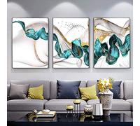 Moderne Abstrait Bleu Or Toile Peinture Affiche Et Imprimer Nordique Unique Luxe Art Art Images Pour Décor de Salon (50x70cm / 19.7 « x27.6 »)x3 Sans cadre