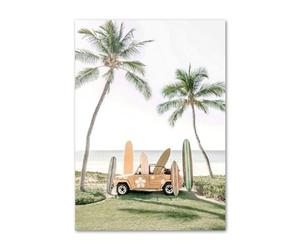 Moderne Abstrait Ligne Art Peinture à l'huile Vert Plante Palmier Pissenlit Affiche lac Voiture Peinture Maison Salon décoration (40 * 50cm sans Cadre,1)