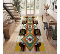 Moderne Abstrait Tons Terre Antidérapant Tapis de Couloir 60 x 300 cm | Blocs de Couleur Rectangulaires Tissu Tapis de Passage Résistant aux Taches pour entrée Chambre à Couche Escalier