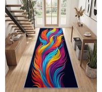 Moderne Abstrait Vibrant Tapis de Couloir Antidérapant lavable 80 x 180 cm | Tapis Cuisine Multicolore Plumes pour Buanderie Chambre entrée enfant Salle de Jeux