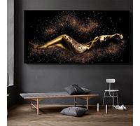 Moderne Affiche Noir et Or Abstrait Sexy Femmes Toile Tableau Art Peintures Decoration Murale pour Salon Chambre Tableau Decoration, sans Cadre (70X140CM)