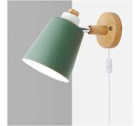 Moderne Applique Murale E27 avec Interrupteur Lampe de Chevet Murale avec Prise Lampes de Lecture Réglable Style Nordique Eclairage Mural en Bois pour Chambre à Coucher Salon Escalier Couloir,Vert