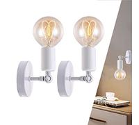 Moderne Applique Murale Métal Blanc Simple E27 Porte-lampe de Couloir Murale Applique Bougeoir Mural Lampe de mur pour Chambre Étude, 2 Pièces
