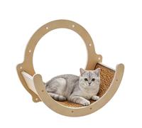 Moderne Arbre a Chat Mural, Étagère Murale en Bois de Bouleau avec Ventouses Puissantes, Supporte Jusqu'à 15 Kg pour Murs Lisses