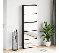 Moderne Armoire à chaussures élégant - avec miroir - 5 niveaux - noir - 63x17x169 5 cm - Meuble d Entrée Couloir @FR""1874""