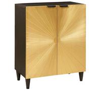 Moderne Armoire latérale/Buffet bas - Buffet Noir et or 60x33x75 cm bois de manguier massif @FR(974630)