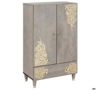 Moderne Armoire latérale/Buffet bas - Haut Armoire avec étagère Gris et or 60x33.5x100 cm @FR(682277)