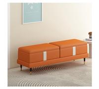 Moderne Banc de Rangement - Ottoman for Bout de lit de Chambre à Coucher, bancs de Chambre Modernes en Simili Cuir for Pied de lit, Banc rembourré avec Pieds dorés Décoratif(Orange,100 * 40 * 45cm)