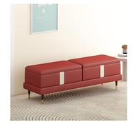 Moderne Banc de Rangement - Ottoman for Bout de lit de Chambre à Coucher, bancs de Chambre Modernes en Simili Cuir for Pied de lit, Banc rembourré avec Pieds dorés Décoratif(Red,120 * 40 * 45cm)