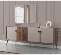 Moderne Beige Ensemble de luxe Sideboard 2x Miroir Meubles en bois Buffet