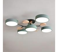 Moderne Bois Sputni LED Semi Encastré Plafonnier Nordique Molécule Blanc Près du Plafond Lumière De Plafond Salon Éclairage De Plafond pour Chambre à Manger Salle à Manger Bur, Green, 5 Light