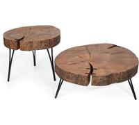Moderne Bois Tables Basses Rondes 2x Tables Basses Meubles Design Salon Nouveau