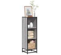 Moderne Bücherregal Sonoma Grau 107. 5 cm Höhe, Industriestil Regal aus Holzwerkstoff mit Metallrahmen, Stabiles Bücherregal für Wohnzimmer, Schlafzimmer, 3 Ablageböden, Wandbefestigung inklusive
