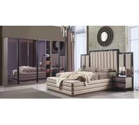 Moderne chambre à coucher ensemble lit 2x tables de chevet des vêtements coffre de rangement en bois nouveau