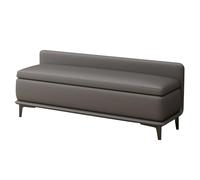 Moderne Coffre de Rangement en Cuir, Banc de Rangement avec Charnière de Sécurité, pour Bout de Lit, Entrée, Salle à Manger, Salon(Dark Gray,100cm/39.3in)