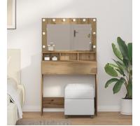 Moderne Coiffeuse Table de chambre avec lumières LED en chêne artisanal 79x41x135 cm @FR(461542)