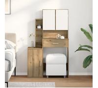 Moderne Coiffeuse Table de chambre avec miroir et LED en chêne artisan bois d'ingénierie @FR(379998)