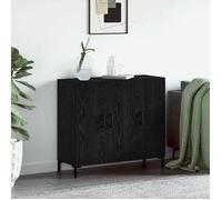 Moderne Commode/Buffet contemporain, avec stockage avec porte Noir 90 x 34 x 80cm Bois d'ingénierie@FR(56480)