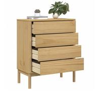 Moderne Commode salon BURKE Meuble de rangement FLORO cire marron bois de pin massif 76.5x39x90.5 cm AA3246